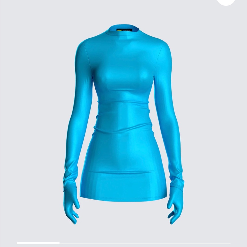 FINESSE blue cut out dress with gloves